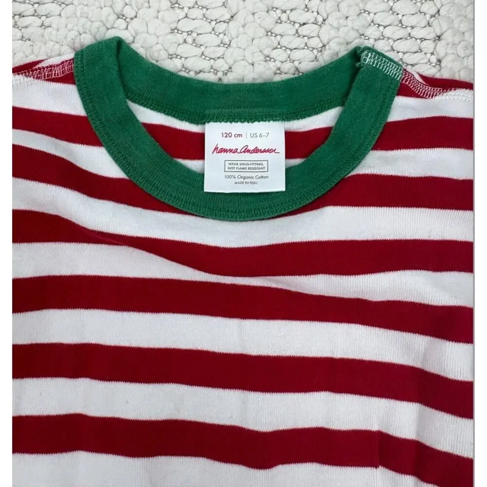 Hanna Andersson Christmas Striped PJs Kids Size 6-7